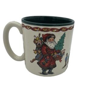 Santa Christmas Tree Kris Kringle 1991 Vintage Coffee Cup